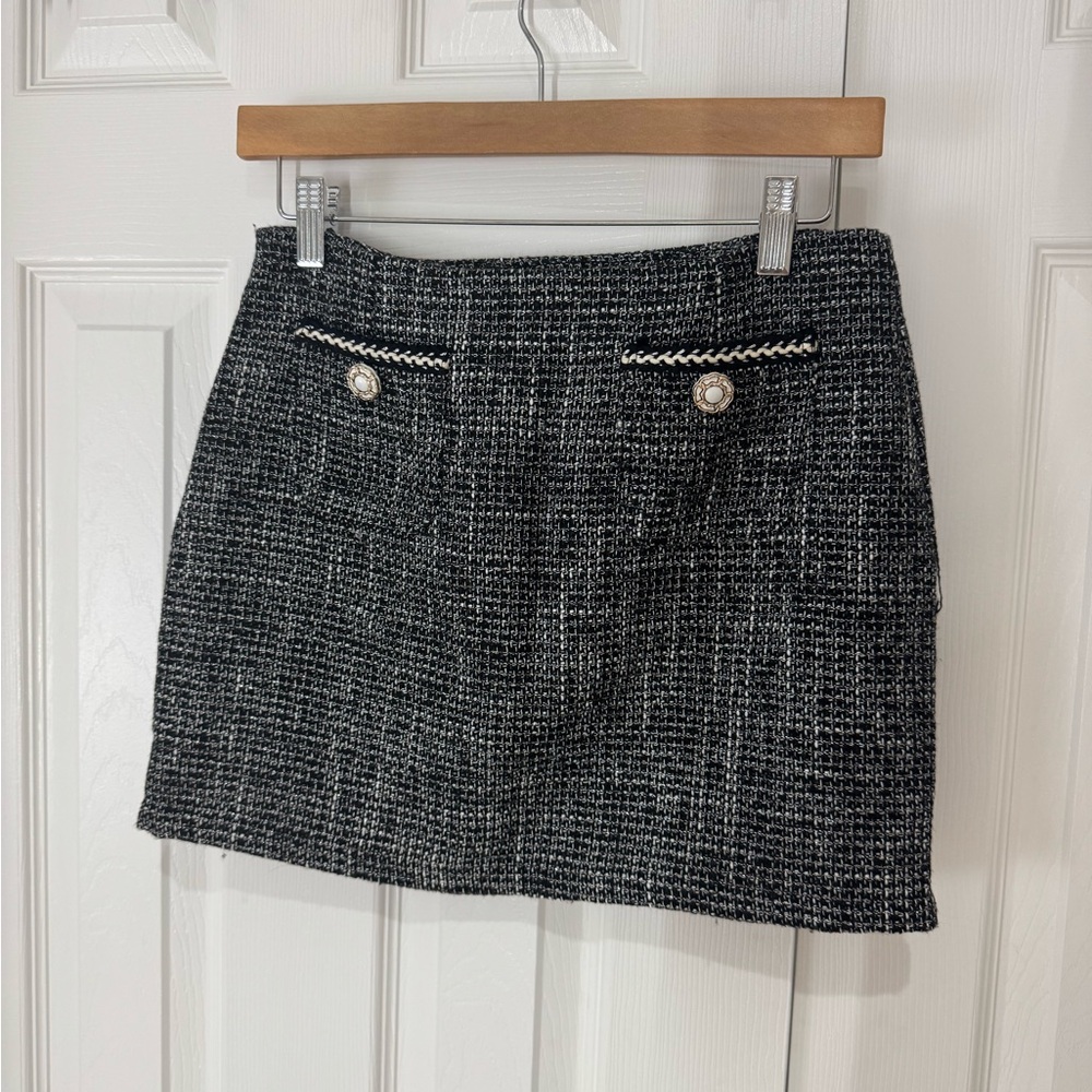 Small Cider Black and White Tweed Mini Skirt